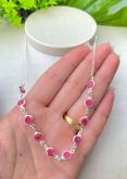 Colar cristais pink C06